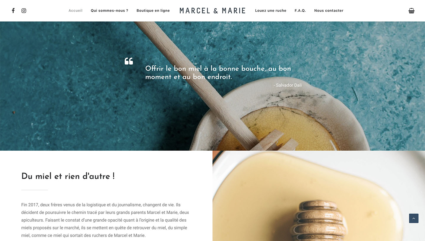 Boutique en ligne miels Marcel & Marie